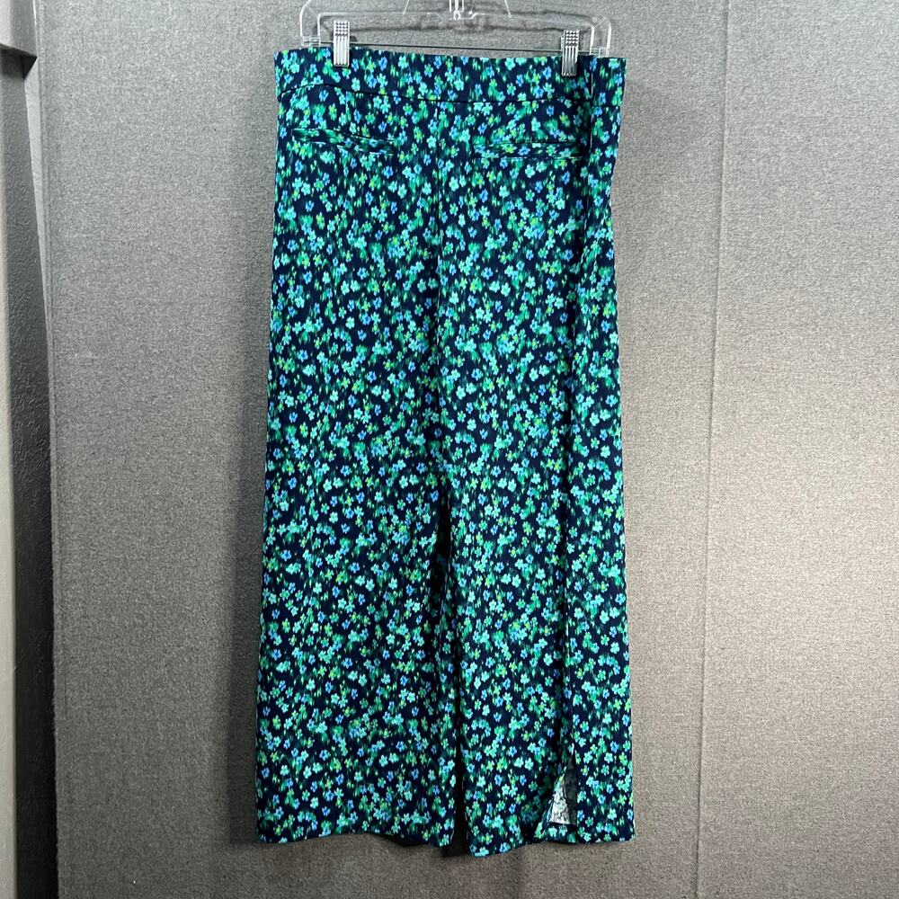Isaac Mizrahi Live! Regular Printed Pebble Knit Wide Leg Crop Royal Navy, Medium